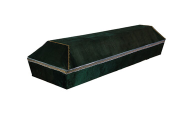 Coffin made of wood. Isolated on a white background.