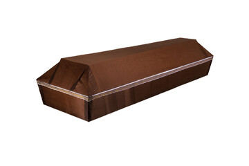 Coffin made of wood. Isolated on a white background.
