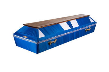 Coffin made of wood. Isolated on a white background.