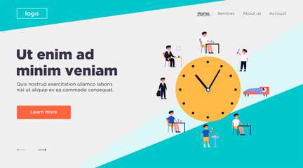 Kid life schedule flat vector illustration. Cartoon schedule including breakfast, eating, school, hobby, sleeping. Health activity and daily routine concept