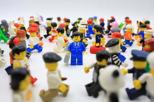HONG KONG,MARCH 1: lego mini characters  which are isolated on white in hong kong on 1 March 2015. Lego minifigure are the successful line in Lego products