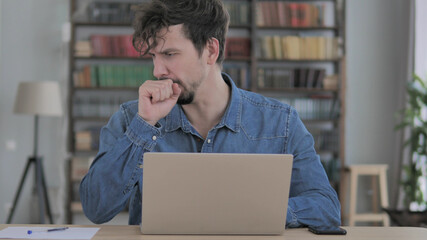 Sick Man Coughing at Work, Cough