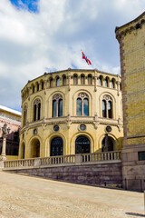 Fototapeta na wymiar It's Stortinget, the seat of Norway's parliament, Oslo, Norway
