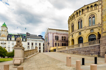 Fototapeta premium It's Stortinget, the seat of Norway's parliament, Oslo, Norway