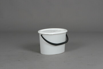 Plastic white containers, food, for liquids, on a white background, online store