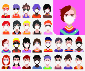 People wearing a medical mask Corona virus prevention. 