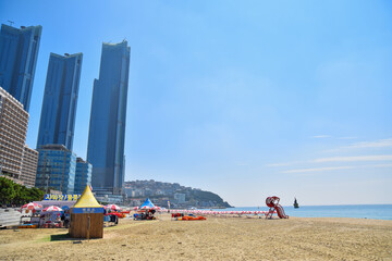 ビルとビーチ　海雲台ビーチ　景観素材