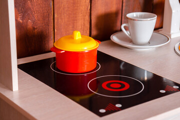 White children's kitchen set for girls with toys