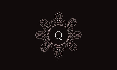 Elegant calligraphic ornament with the letter Q. Monogram in brown. Business sign is identical for a boutique, jewelry, restaurant, cafe, hotel, labels.