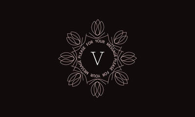 Elegant calligraphic ornament with the letter V. Monogram in brown. Business sign is identical for a boutique, jewelry, restaurant, cafe, hotel, labels.
