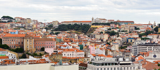 Naklejka na ściany i meble It's Beautiful panoramic view of Lisbon, Portugal. Lisbon is the westernmost large city Europe and the seventh-most-visited city in Southern Europe