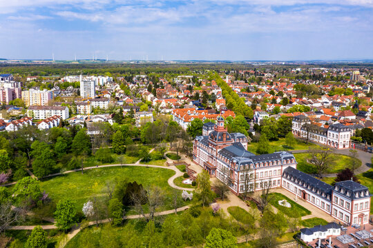 Aerial view, Philippsruhe Castle, Hanau, Hesse, Germany