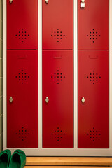 locker with six red doors in a hospital