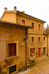 Fototapeta na wymiar Architecure of San Marino, Historic Centre and Mount Titano are the UNESCO World Heritage since 2008