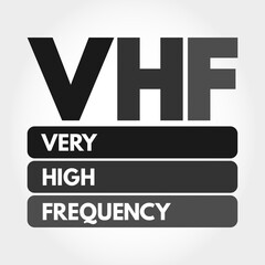 VHF - Very High Frequency acronym, technology concept background