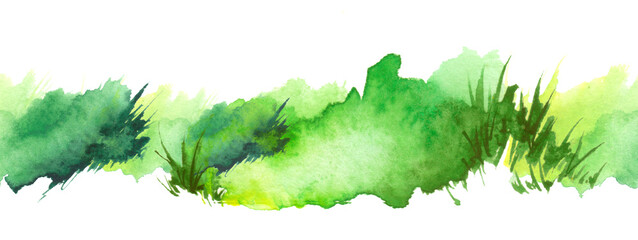 Watercolor illustration. background with vintage floral pattern - grass, wild plants of green color. Watercolor card, postcard, invitation. green watercolor natural, organic, bio, eco label  © helgafo