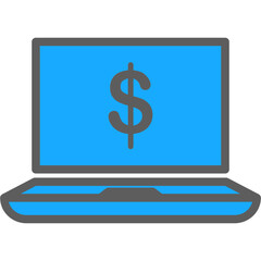 Electronic money in laptop icon