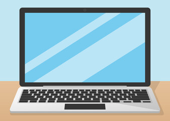 vector illustration of laptop on desk