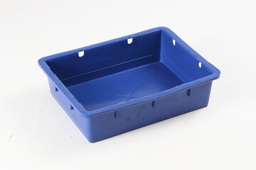 Blue plastic box, container for storing and transferring fruits and vegetables, food, for storing things, on a white background, online store