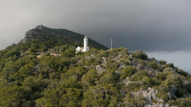The most beautiful hike destination of Antalya. Adrasan, Turkey. Mountain landscape with green trees. Aerial view 4K