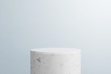 3d render abstract background, Mockup scene. white marble podium and blue background for product.