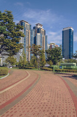 Busan cityscape view from park