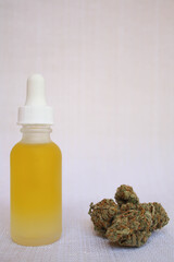 CBD oil in a matte glass bottle for therapeutic use