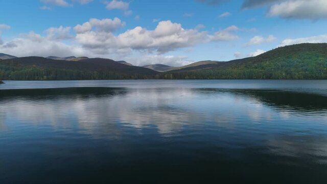 Catskill reservoir reflections and symmetry, clean drinking water supply, from clean clear lake, a valuable renewable resource