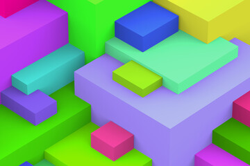 Obraz premium Abstract geometric cubic colorful background. isometric 3d render.