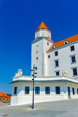 Architecture of Bratislava, capital of Slovakia, which lays on both banks of the Danube River and the left bank of the Morava River.