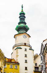 Fototapeta na wymiar Top of the St.Michael Gate in Bratislava, Slovakia