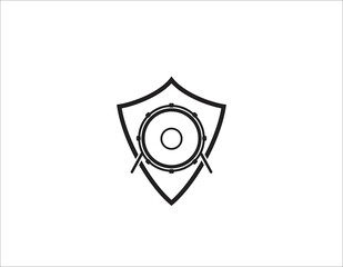 Drum. White flat simple icon illustration with shadow on a black background. Symbol for web and mobile applications for use as logo  pictogram  icon  infographic element