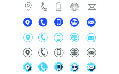 5 different style contact icons in vector.