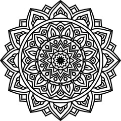 Vector mandala art or circular pattern for decoration elements, meditation poster, stress relief, henna, adult coloring book page, decoration card.
