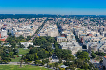 It's Aerial Washigton view from the Washington Monument, an obelisk on the National Mall in...