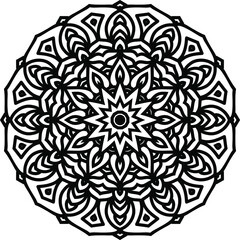 Vector mandala art or circular pattern for decoration elements, meditation poster, stress relief, henna, adult coloring book page, decoration card.
