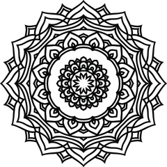 Vector mandala art or circular pattern for decoration elements, meditation poster, stress relief, henna, adult coloring book page, decoration card.

