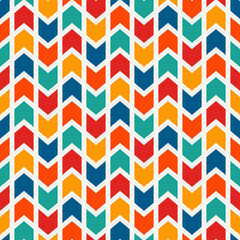 Seamless surface pattern design with arrows and pointers. Repeated chevrons wallpaper. Zigzag lines.