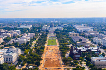 It's Aerial Washigton view from the Washington Monument, an obelisk on the National Mall in...