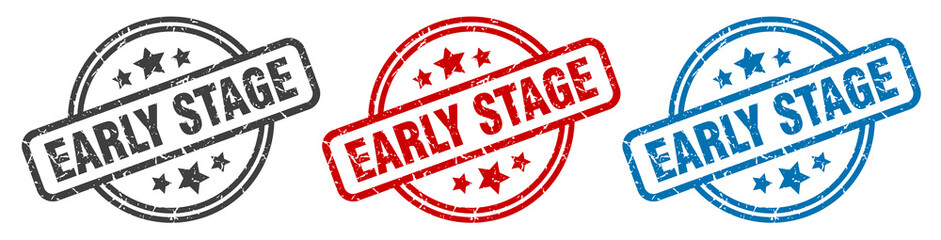 early stage stamp. early stage round isolated sign. early stage label set