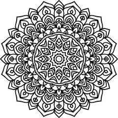 Vector mandala art or circular pattern for decoration elements, meditation poster, stress relief, henna, adult coloring book page, decoration card.
