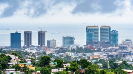 It's Panoramic view of Port of Spain, Trinidad and Tobago