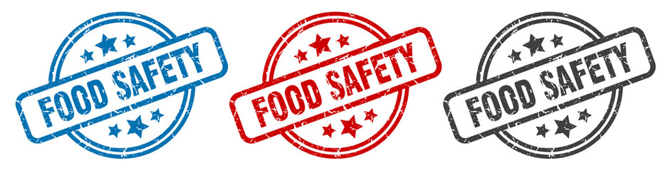 food safety stamp. food safety round isolated sign. food safety label set