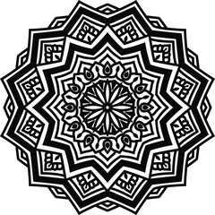 Vector mandala art or circular pattern for decoration elements, meditation poster, stress relief, henna, adult coloring book page, decoration card.

