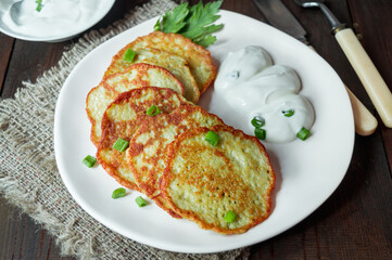 Potato pancakes or draniki, latkes