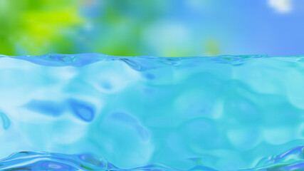 Naklejka na ściany i meble Light blu water line on colored background, 3D rendering