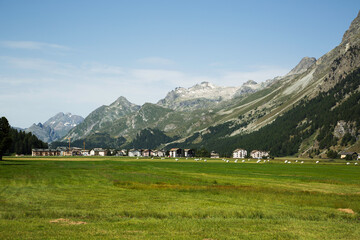 Fototapeta na wymiar Sils landscape-Engadine-Switzerland