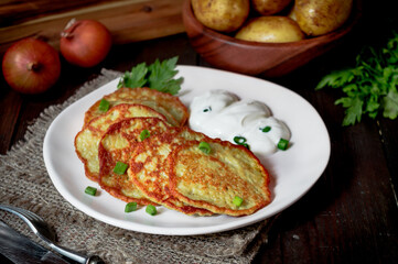 Potato pancakes or draniki, latkes