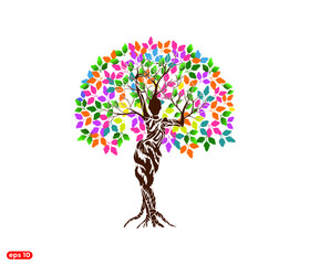 Human tree logo vector isolated, woman tree illustration