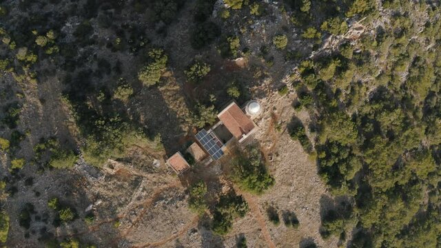 4K high quality aerial video footage of lighthouse  in the middle of green wild woods. Beautiful landscape of Turkey 